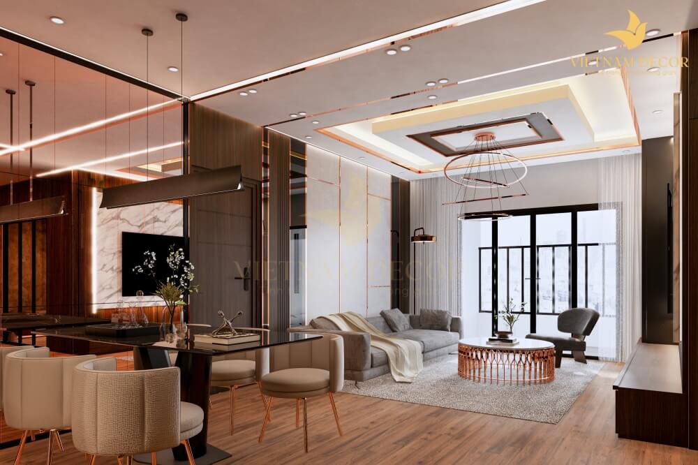 Thiết kế nội thất căn hộ cao cấp Horizon Phú Mỹ Hưng diện tích 100m2 tại TP.HCM năm 2024